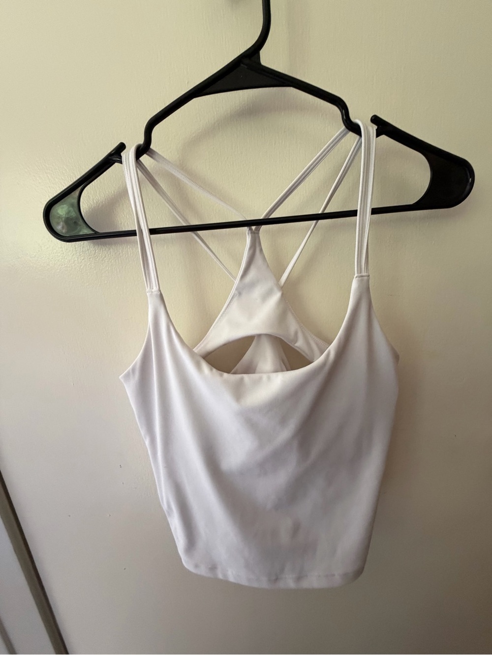 Fabletics White Double-Strap Cutout Racerback Sports Bra Tank